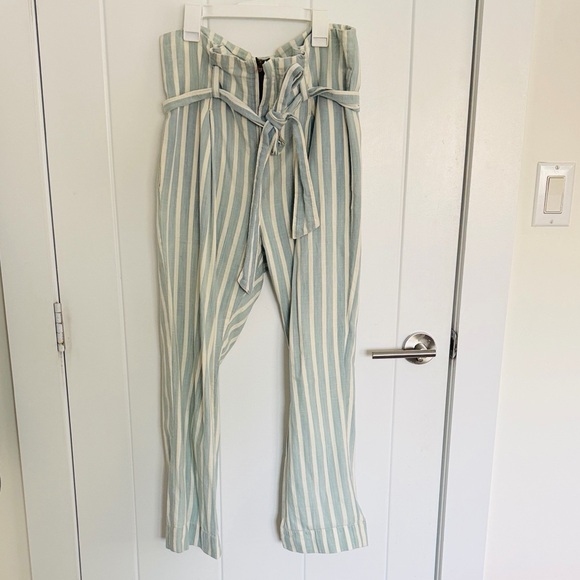 Frame Denim Pants - FRAME DENIM STRIPED PAPERBAG TIE PANTS